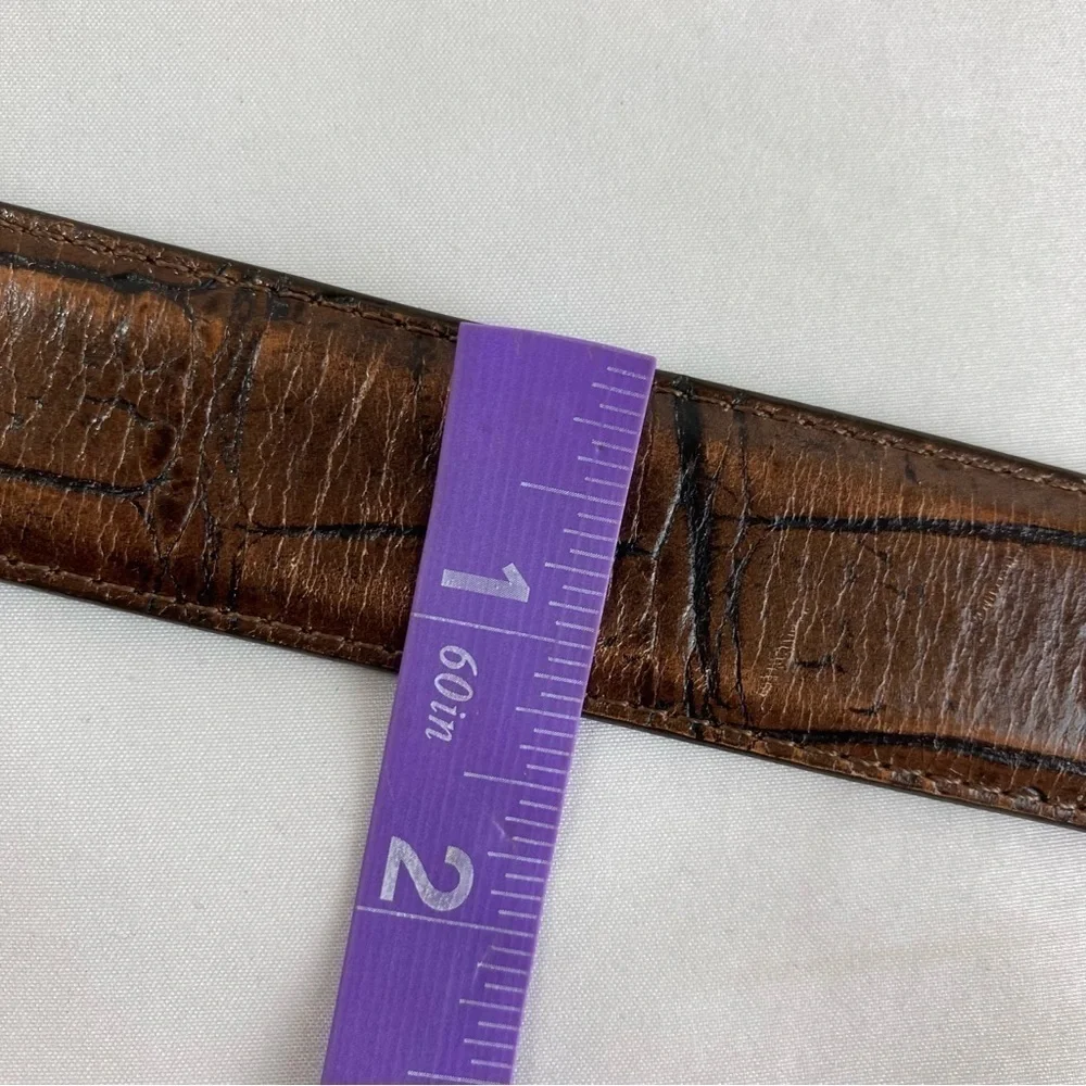 Brighton Vintage Onyx Crocodile Embossed Leather Belt #19408
