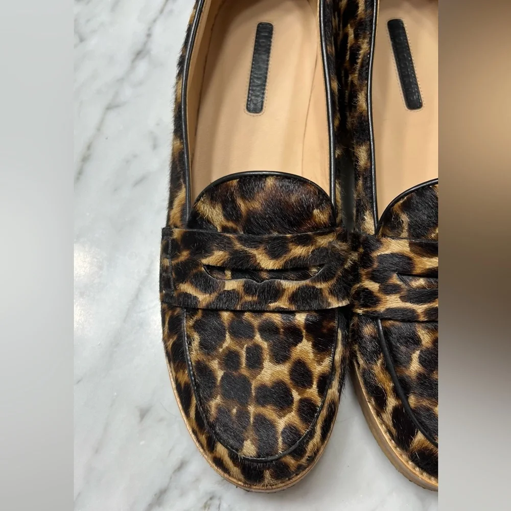 Longchamp Calf Hair Animal Print Penny Loafer size 38 Le Pliage Women