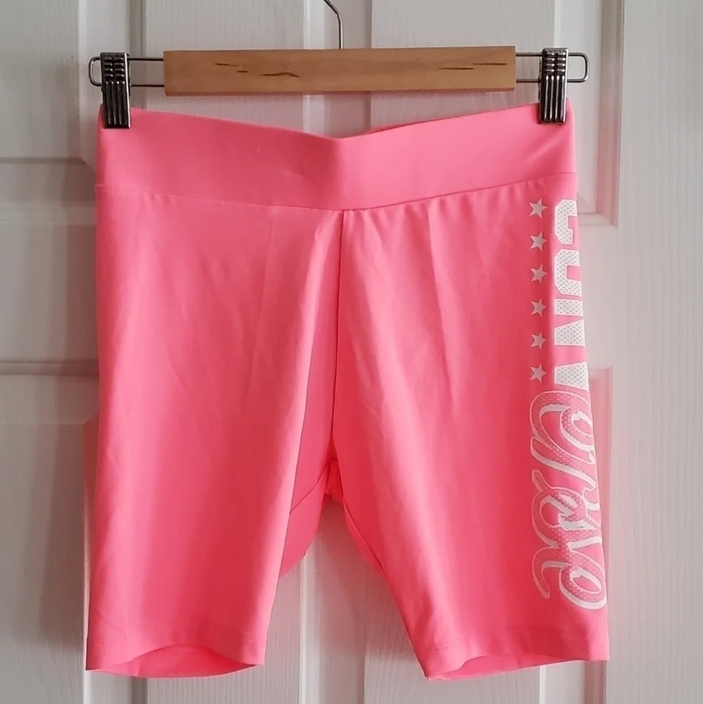 Converse High Rise Biker Shorts Barbie Pink Stretchy Girls L