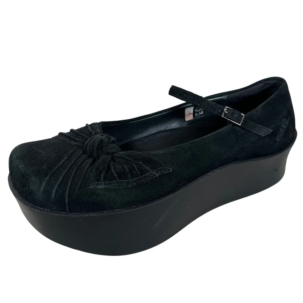 Earth Erika Black Suede Platform‎ Mary Jane Shoes 8.5 Chunky Goth Y2K 90s grunge