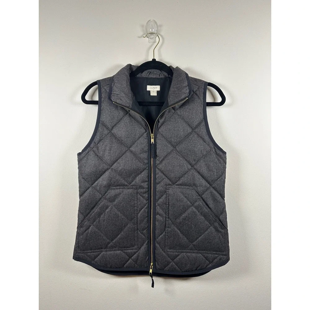 J. Crew Women's Down filled Grey‎ Quilted Puffer Vest Size XS