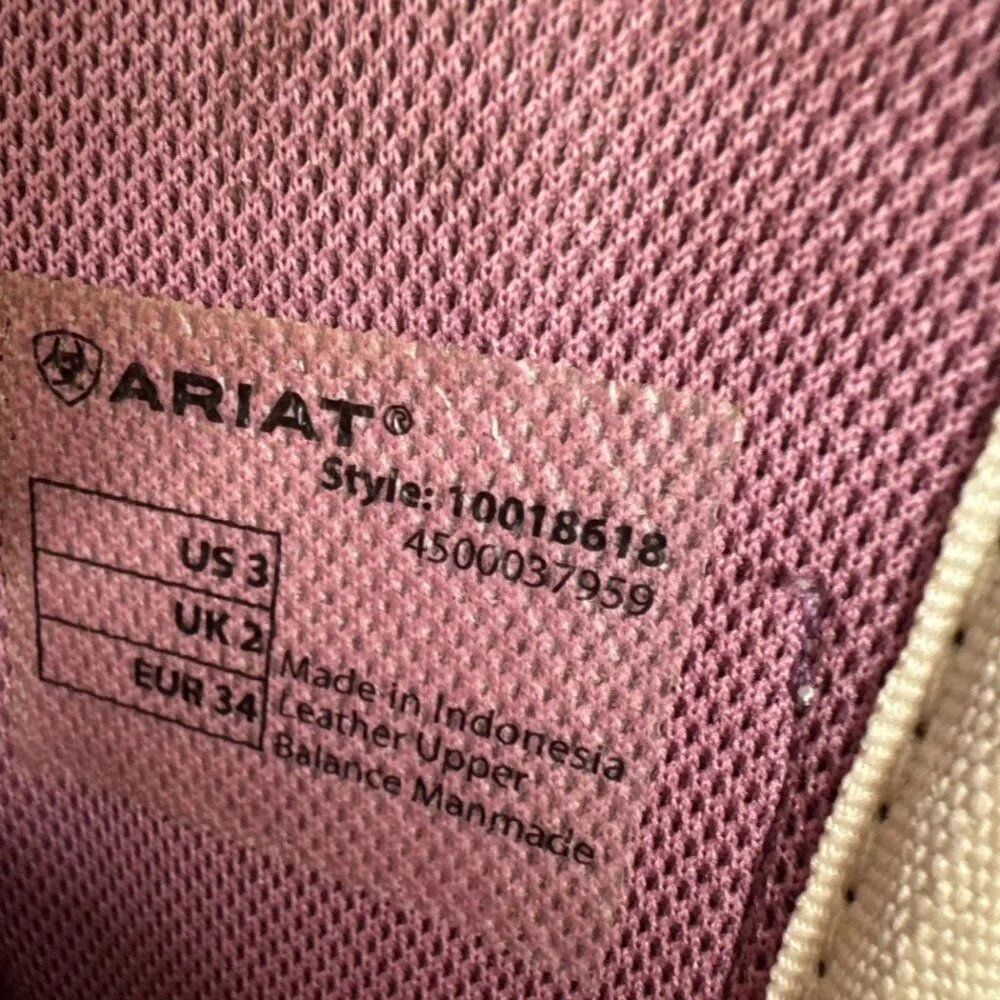 Ariat Tuscadero Boots Girls Youth 3 Pink Brown Square Toe Western Embroidered