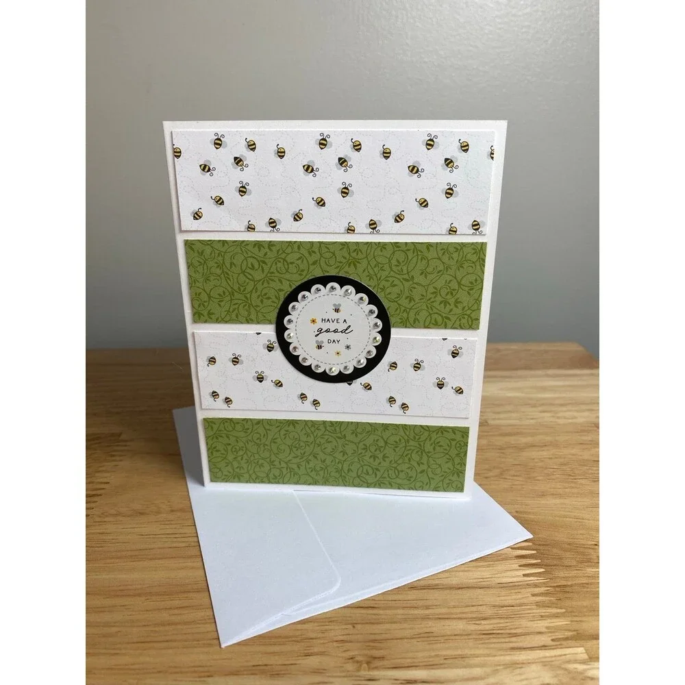 Bee & Flowers Greeting Card - Handmade A2 Card – All Occasion Blank Card