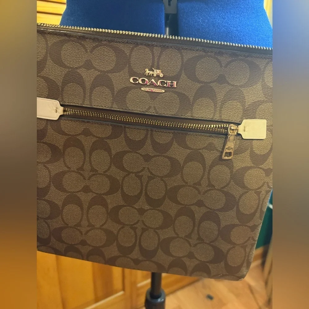 Coach Tan and Brown Signature Bag