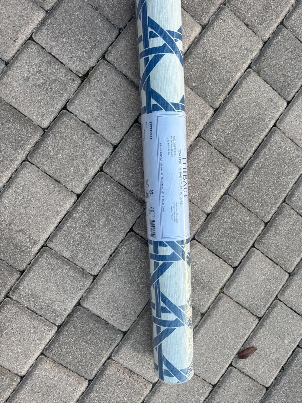 NWT THIBAUT Vinyl Wallpaper T15821 Canary Trellis Blue 1 Double Roll Non Woven