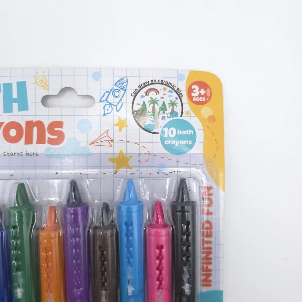 BATH CRAYONS 10 PCS Kids Bath Drawing Washable Color Crayons Tub Toys 3+
