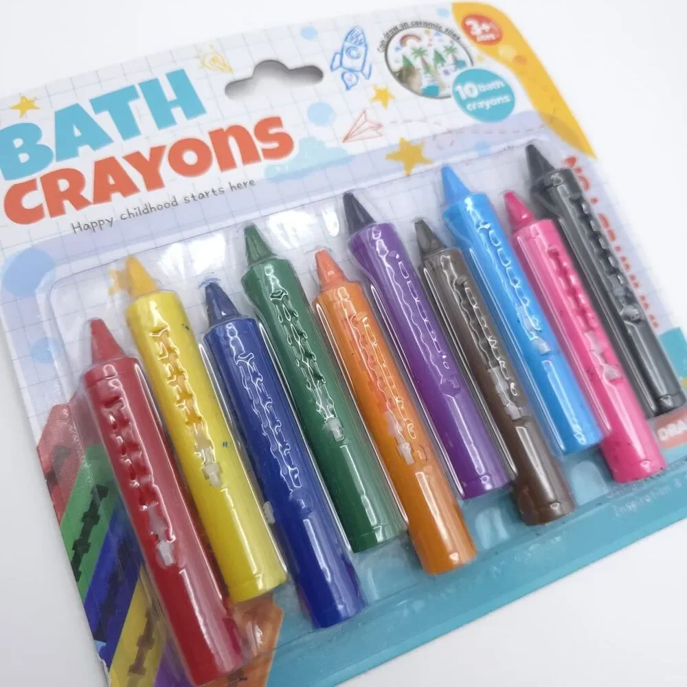 BATH CRAYONS 10 PCS Kids Bath Drawing Washable Color Crayons Tub Toys 3+