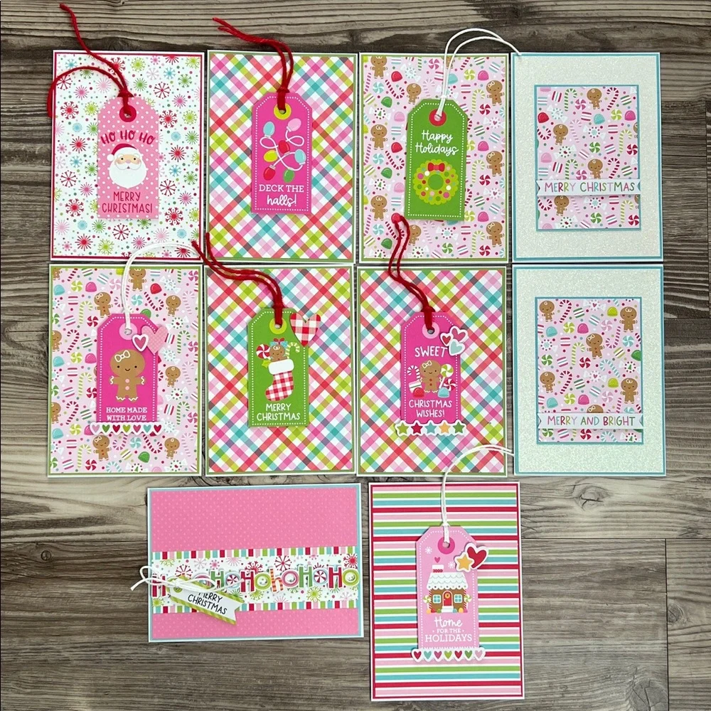 Handmade Christmas and Holiday Cards Set of 10 5”x7” Includes Envelopes