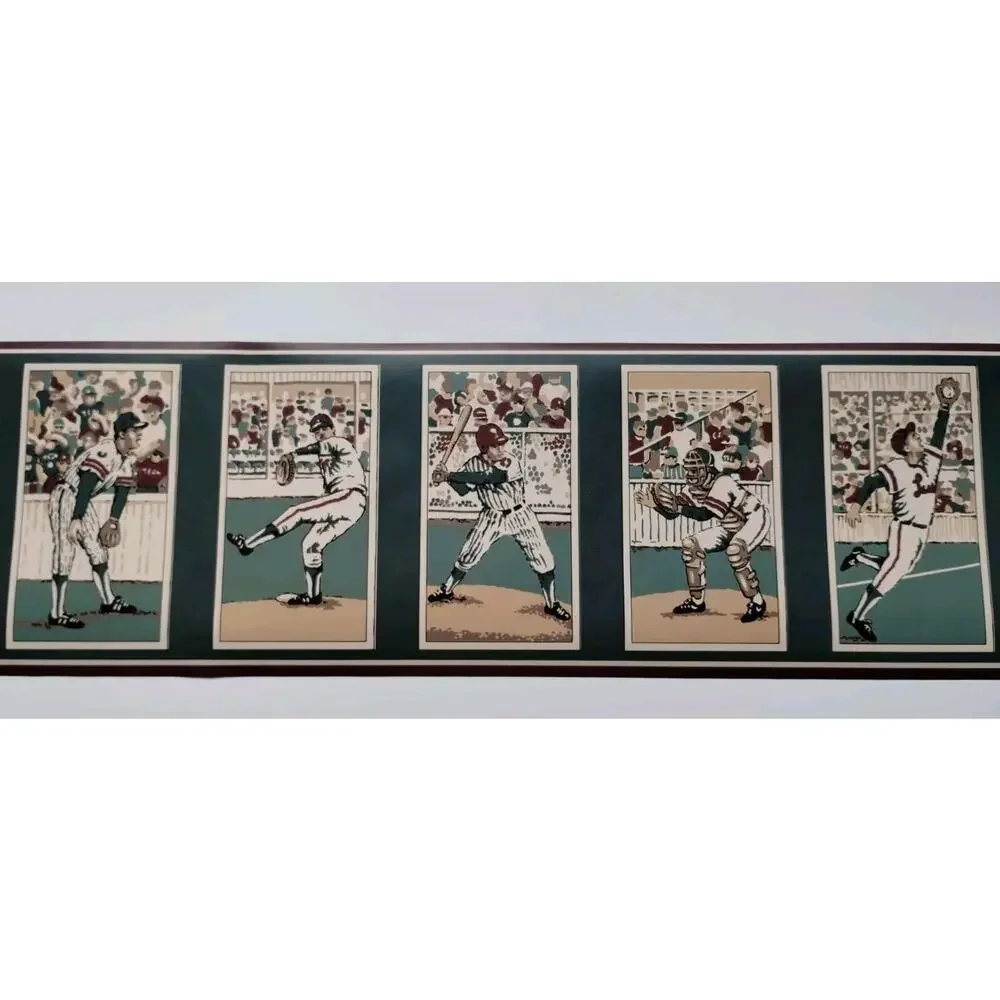York Pre-pasted Decorative Wall Border - 5 yds - Old Time Baseball