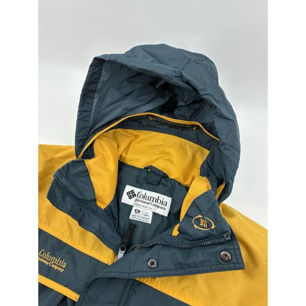 Vintage Columbia Sportswear Men's Large Insulated Jacket Teal Yellow Logan Pass