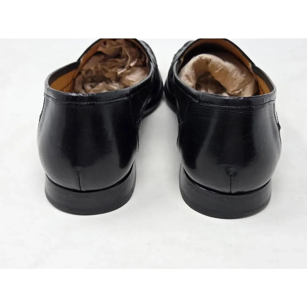 MEZLAN BLACK DEERSKIN LEATHER EMBELLISHED MOC TOE LOAFER MENS SIZE 9.5 M