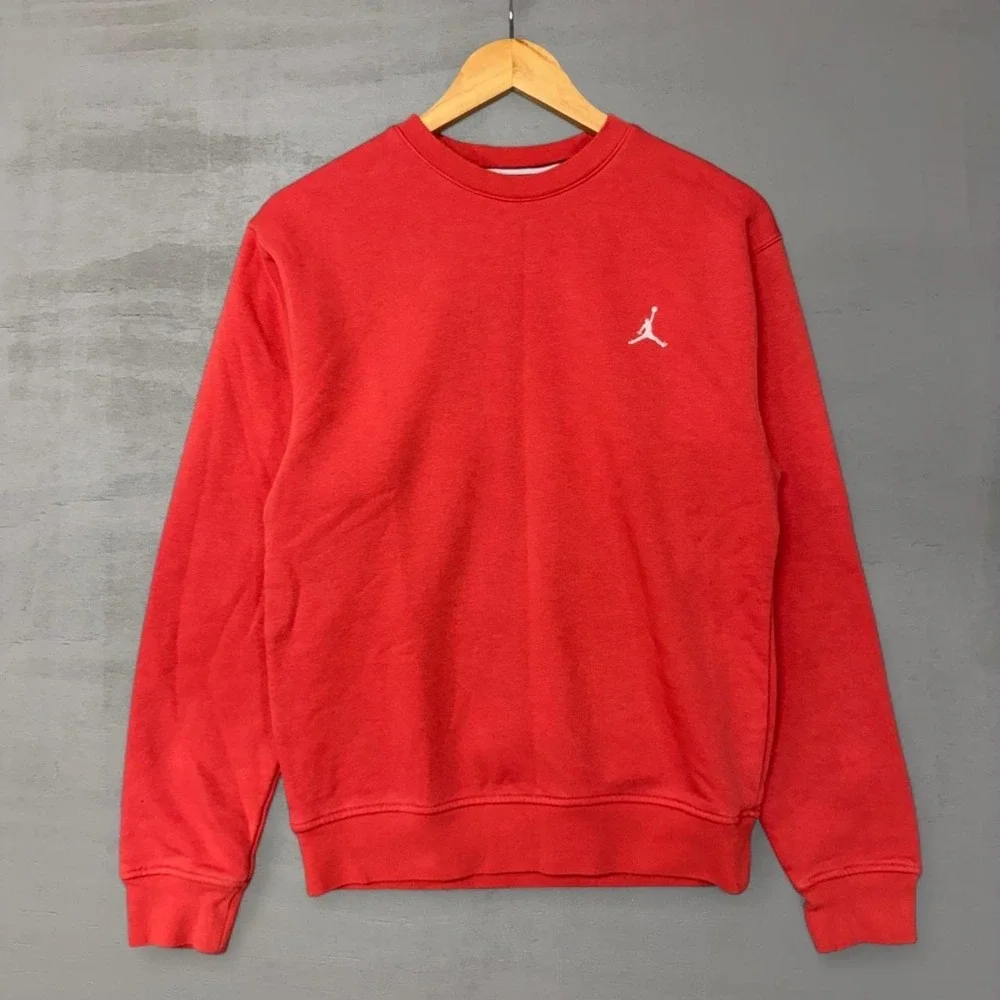 Jordan Crewneck Sweatshirt Red Jumpman Logo Fleece Pullover XS