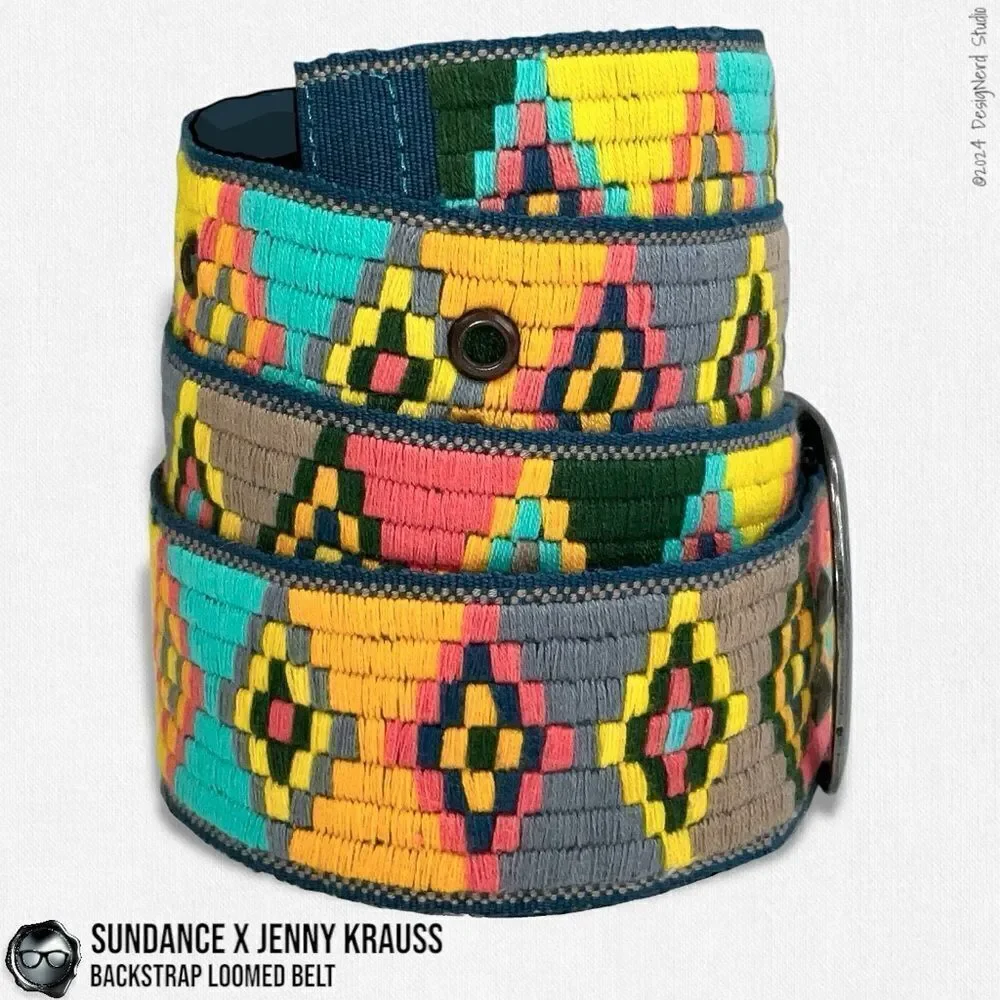 SUNDANCE X JENNY KRAUSS HAND WOVEN LOOMED COTTON BELT VINTAGE 2015 NEON PALLET