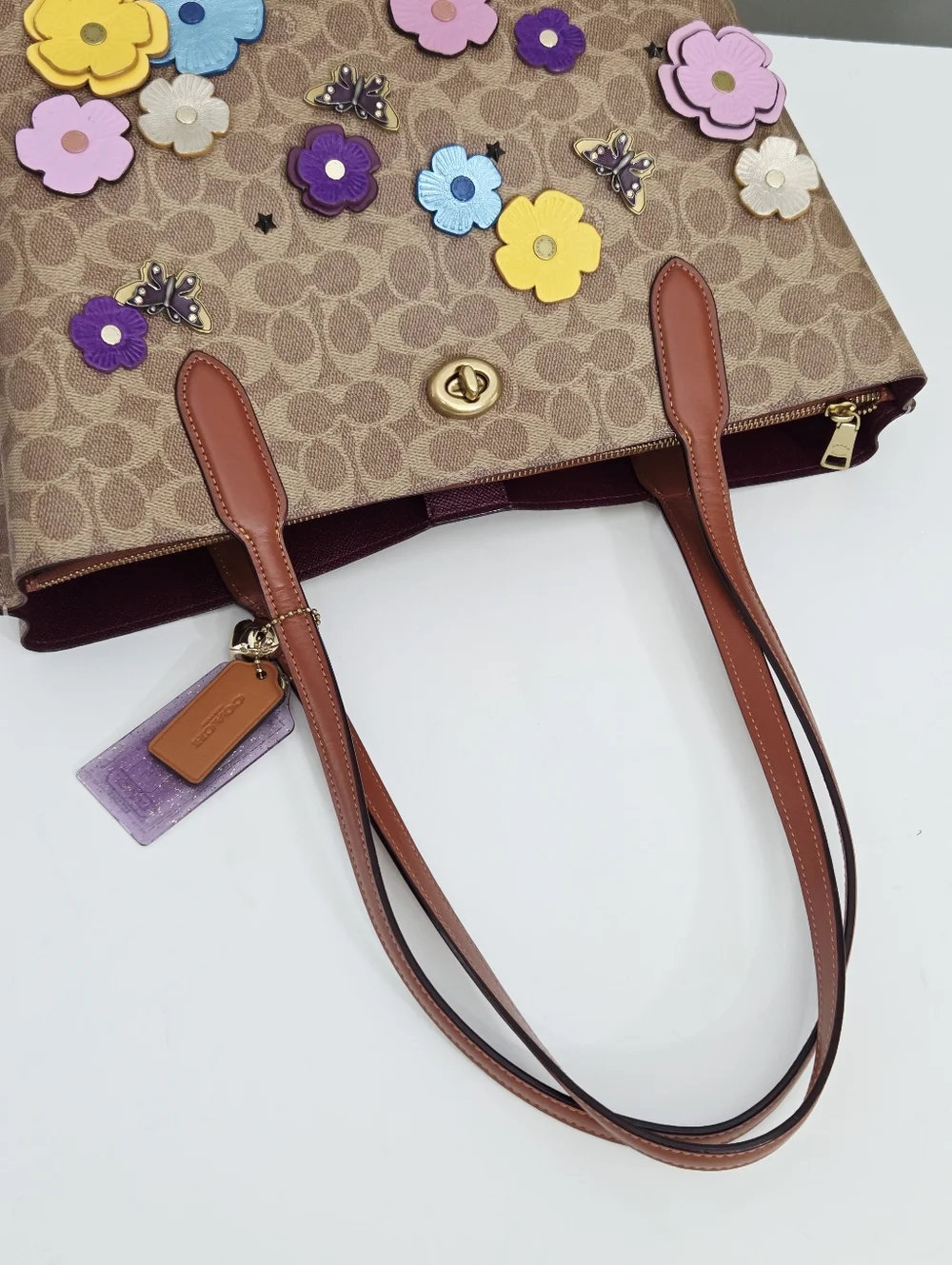 EXCELLENT COACH UPCRAFTED WILLOW TOTE BAG IN SIGNATURE CANVAS WITH TEA ROSE
