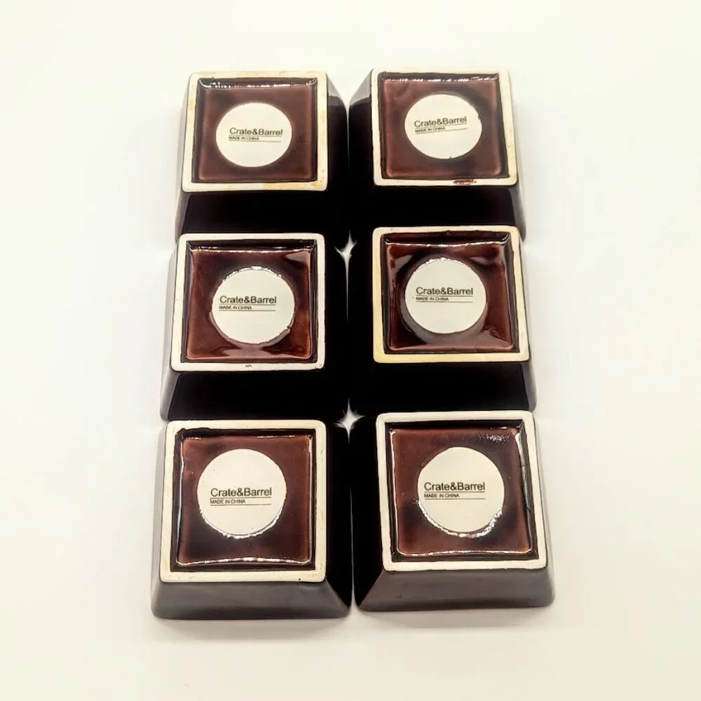 Crate & Barrel Brown Glazed Ceramic Stackable Square Dishes