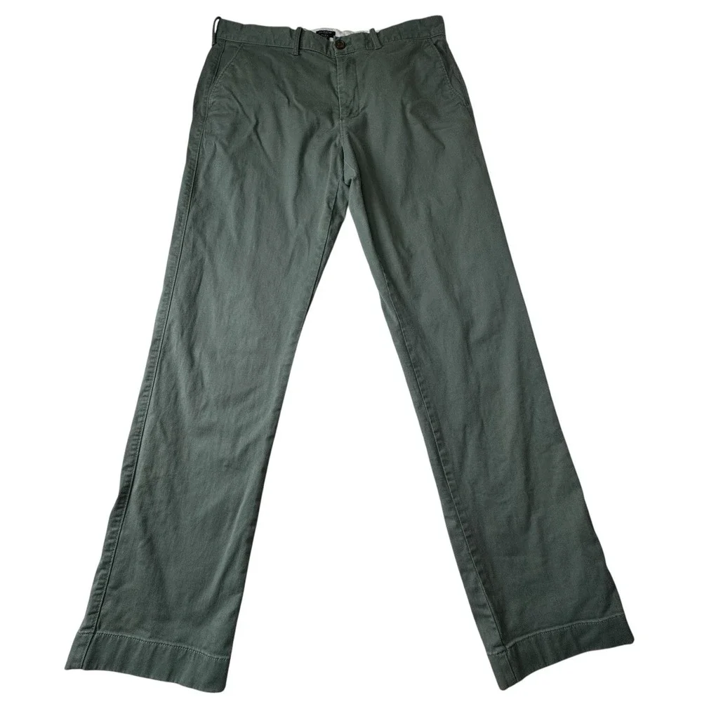 J.Crew Factory Pants Men's 34/32 Straight Flex Sage Green Cotton Twill‎ Chinos