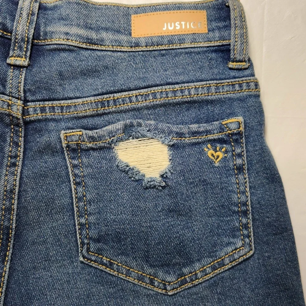 Justice Girls Mini Mom Ripped Denim Jeans Size 14 NWT‎