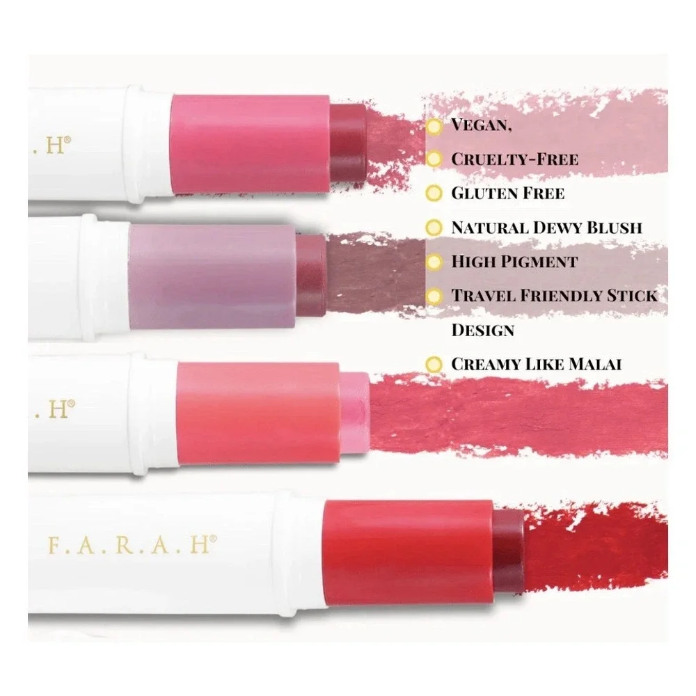 F.A.R.A.H Creamy Malai Blush Stick In SHE CREAMY (Rose Petal Pink) 0.25 oz NIB