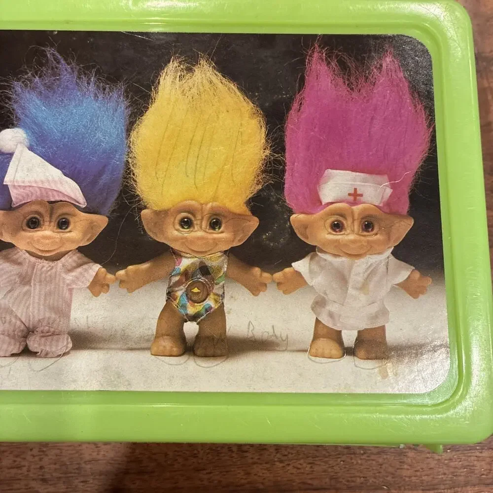 1992 Ace Novelty Treasure Trolls Dolls Like Green Carrying Storage Case