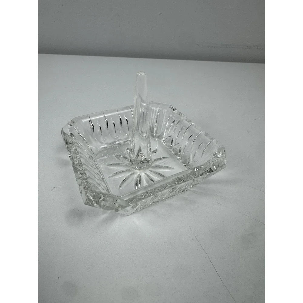 Vtg MCM Crystal Ring Holder Trinket Dish Jewelry Vanity Catchall
