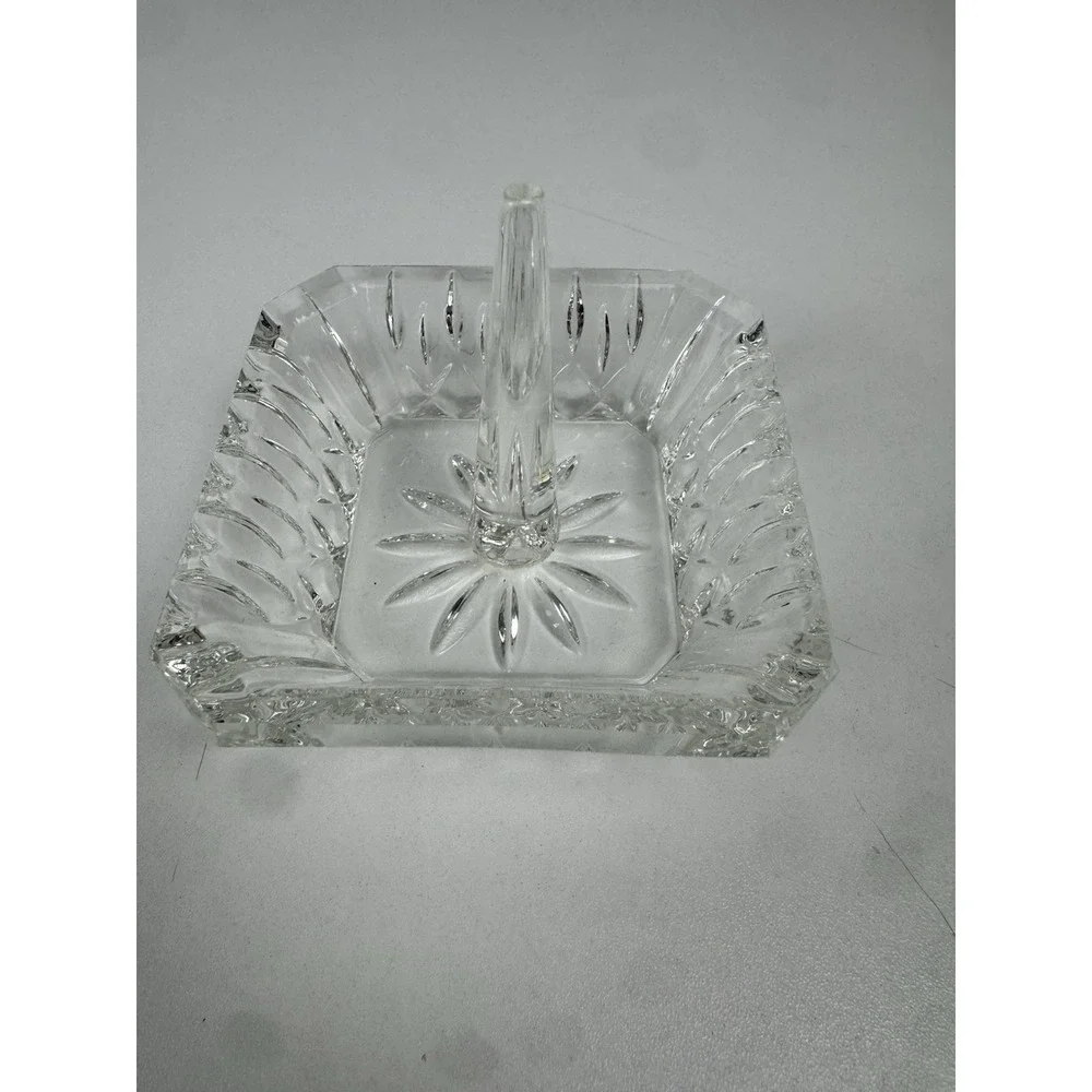 Vtg MCM Crystal Ring Holder Trinket Dish Jewelry Vanity Catchall