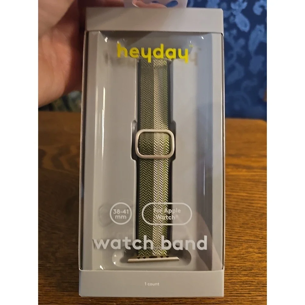 Heyday‎ Watch Band For Smart Watch 38-41mm Sage Olive Green Stripe Knit NEW