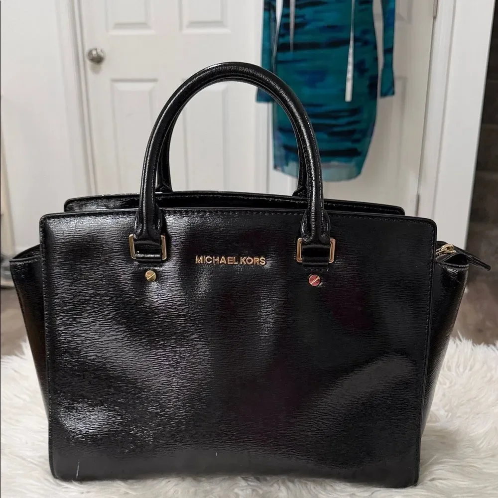 Michael Kors Shiny Black Satchel