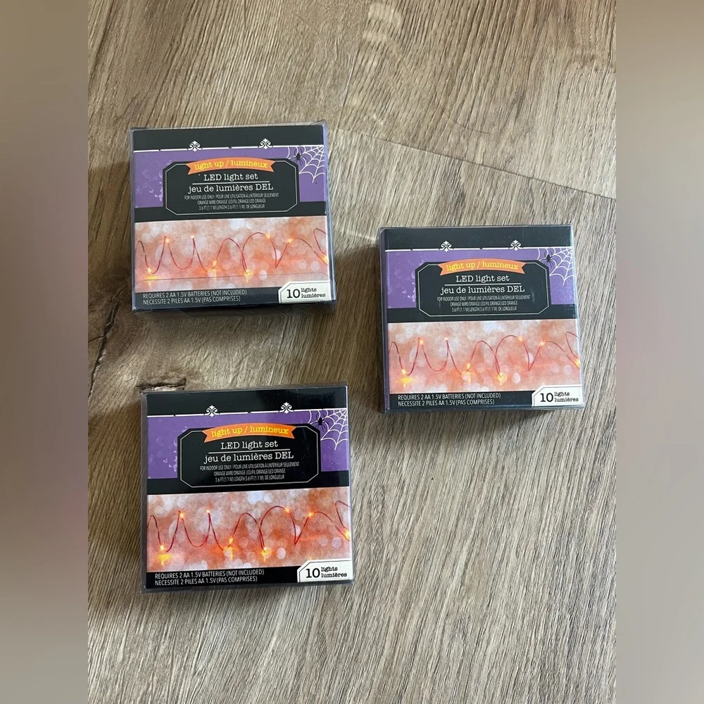 Set of 3 LED Lights with Orange Glow