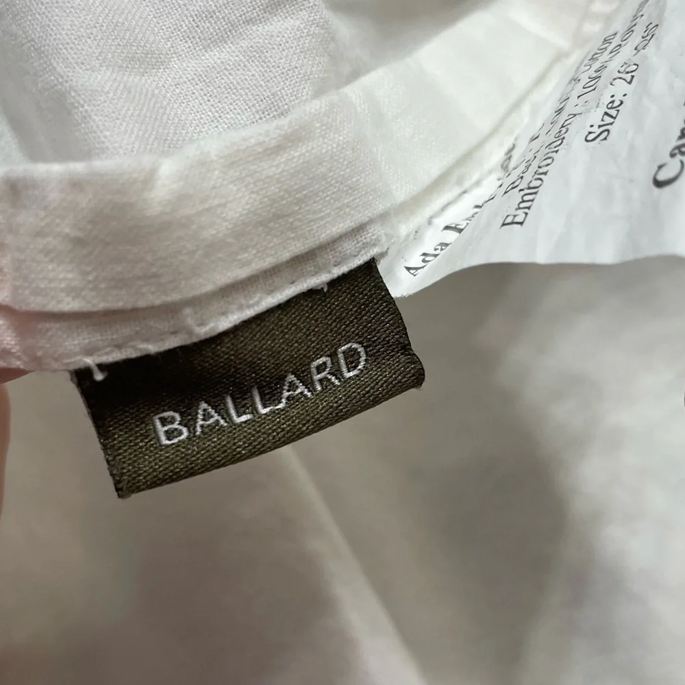 Ballard Designs Ada Embroidered Euro Shams Linen Cotton Blend Set of 2