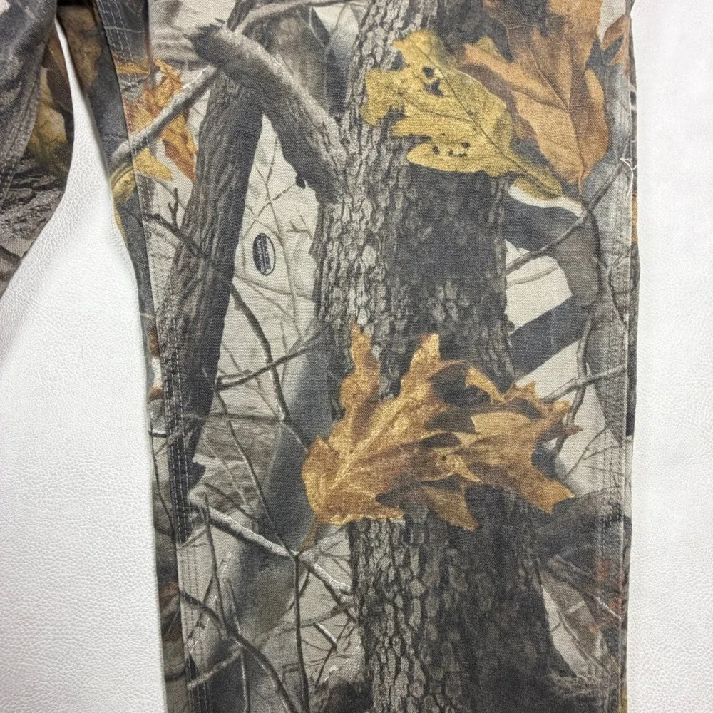 Carhartt Mens Realtree Hardwoods Camo Work Pants Straight Leg 36x30 Brown Grey