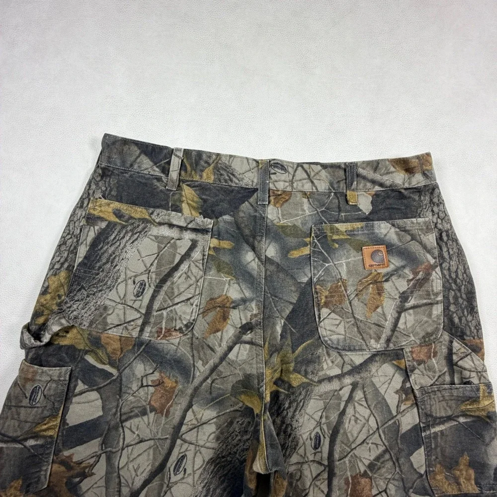 Carhartt Mens Realtree Hardwoods Camo Work Pants Straight Leg 36x30 Brown Grey