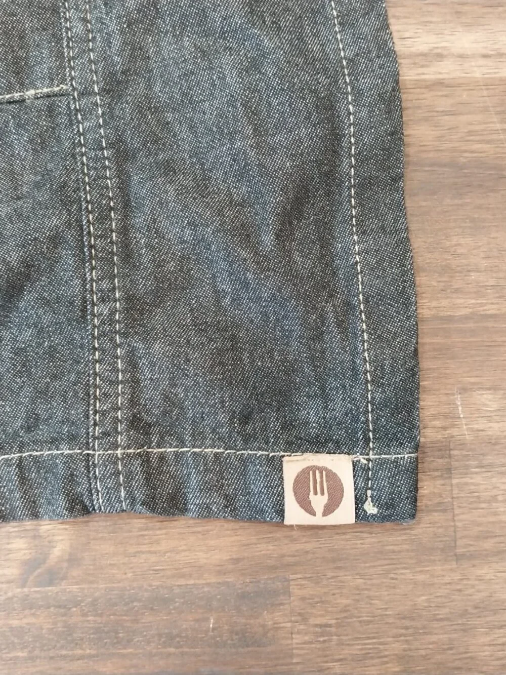 Chef Works Half Apron Black Denim Berkley Urban Collection 100% Cotton Pockets.