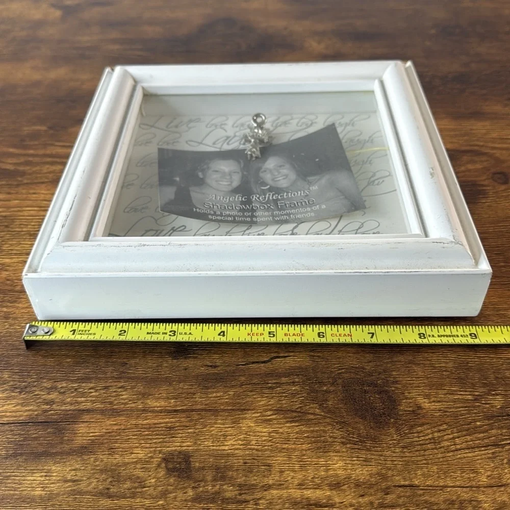 NWT White Shadowbox Distressed Design Wooden Frame 9” x 9”