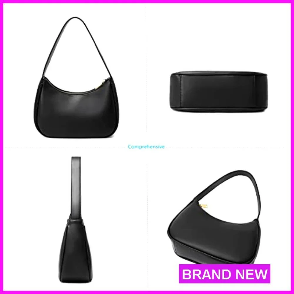 Mini Hobo Shoulder Bag Tote Clutch Vegan Leather Zipper Closure Elegant