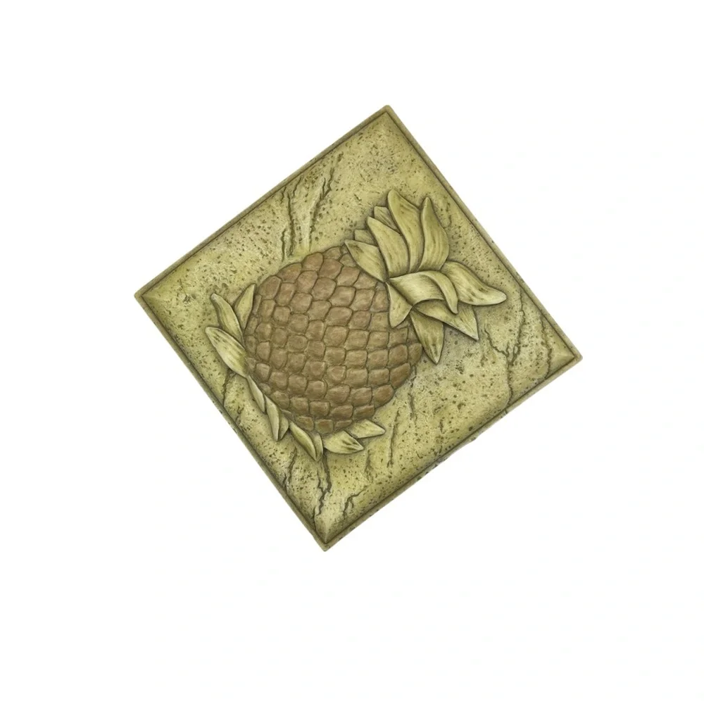 Pineapple Carved Decorative Trinket Box - beige & Brown, with a greenish hue.