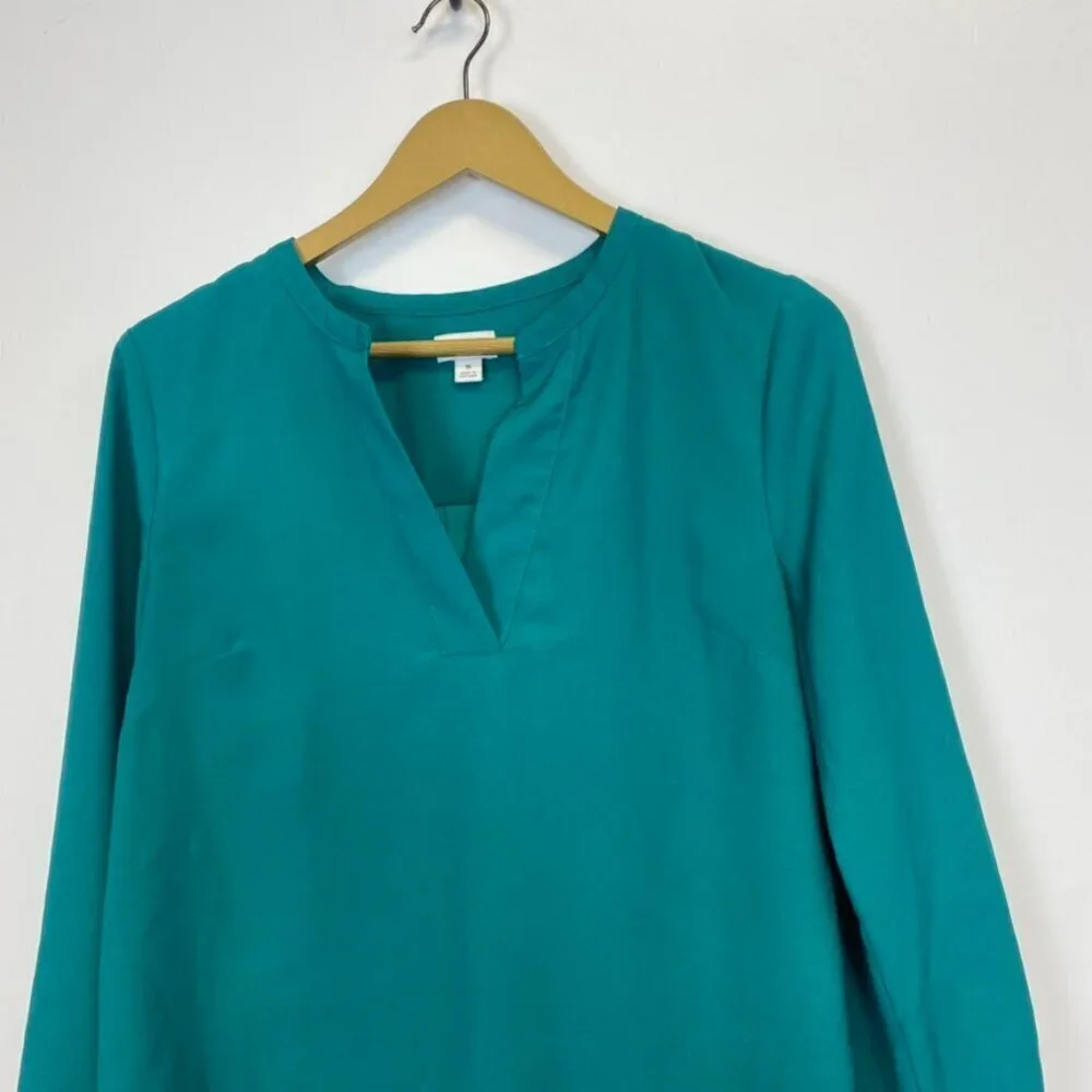 J. Crew Green V Neck Blouse