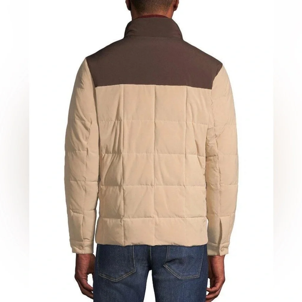LANDSEND Mens Quilted Stretch Down Jacket Khaki/Brown 34 to 9 Degrees Temps