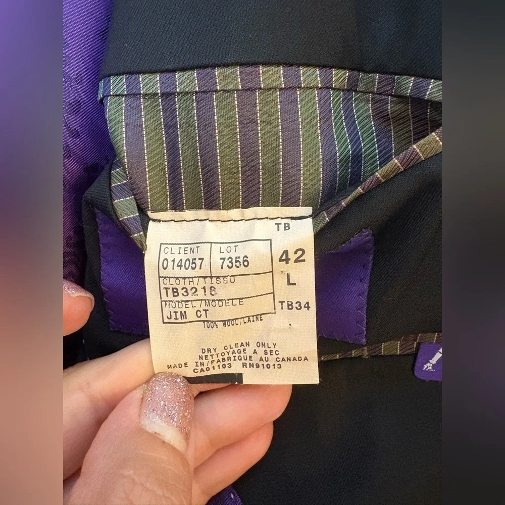 Ted Baker Sport Coat Mens 42 Black Purple Endurance Wool Liner Jacket Blazer