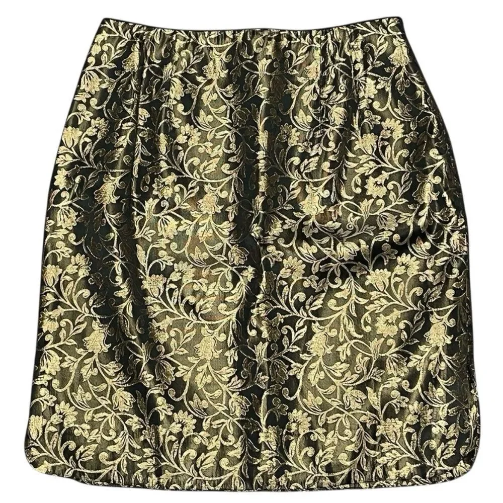 Vintage Gantos Brocade Black and Gold Skirt Size 10