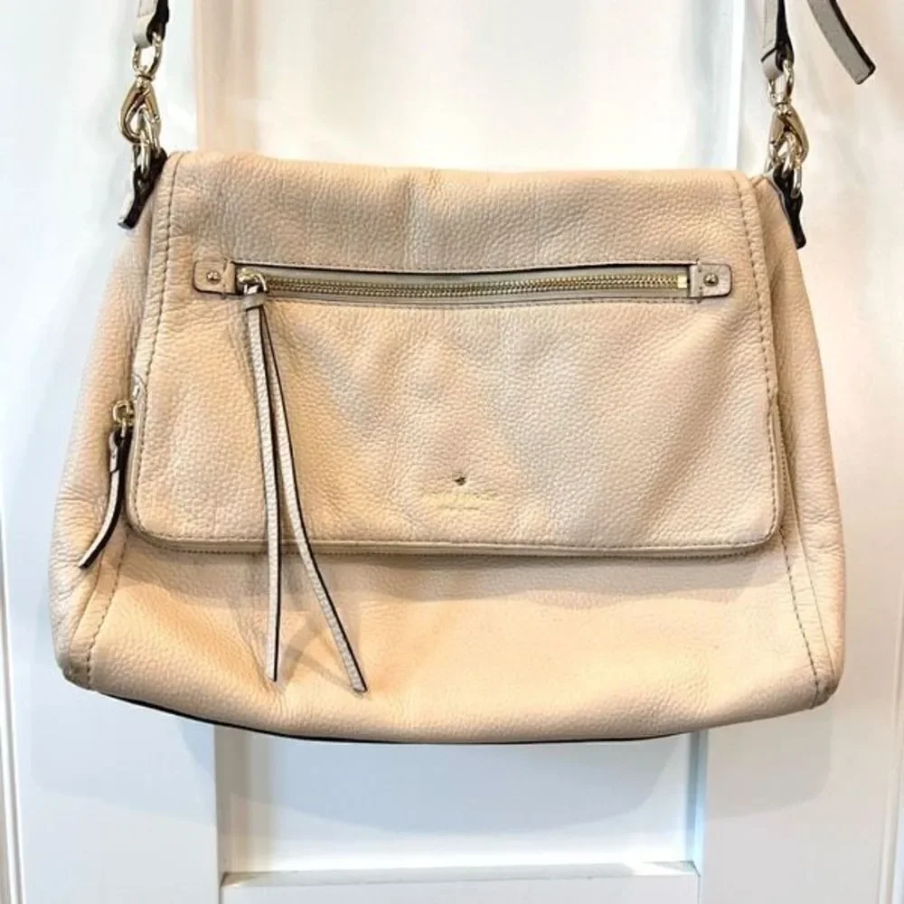 Kate Spade Cobble Hill Small Leather Toddy Satchel Purse Bag Crossbody Cream