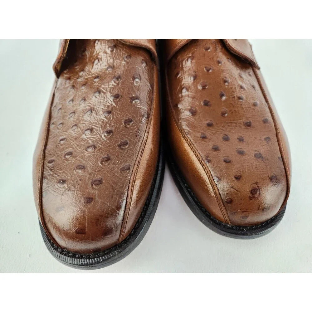 NEW Men's 9.5 Genuine Leather Oxfords w/ Faux Ostrich Pattern Dress Shoes‎ Lace