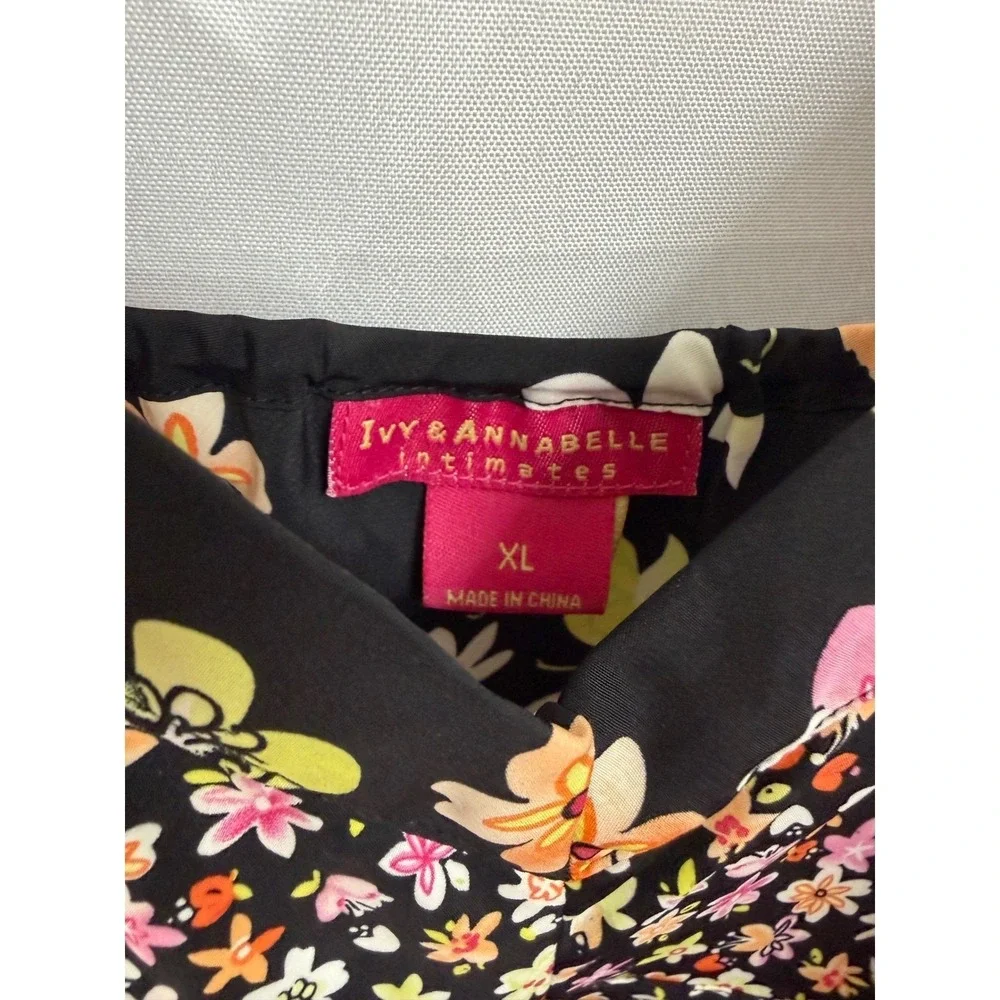Womens Black Floral Spaghetti Strap Babydoll Lingerie Nightie XL Coquette‎