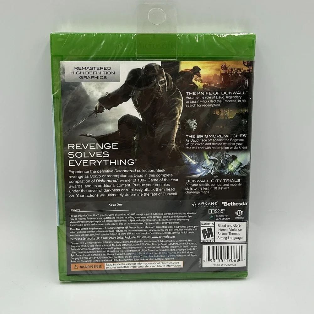 Dishonored - Definitive‎ Edition - Microsoft Xbox One NEW FACTORY SEALED