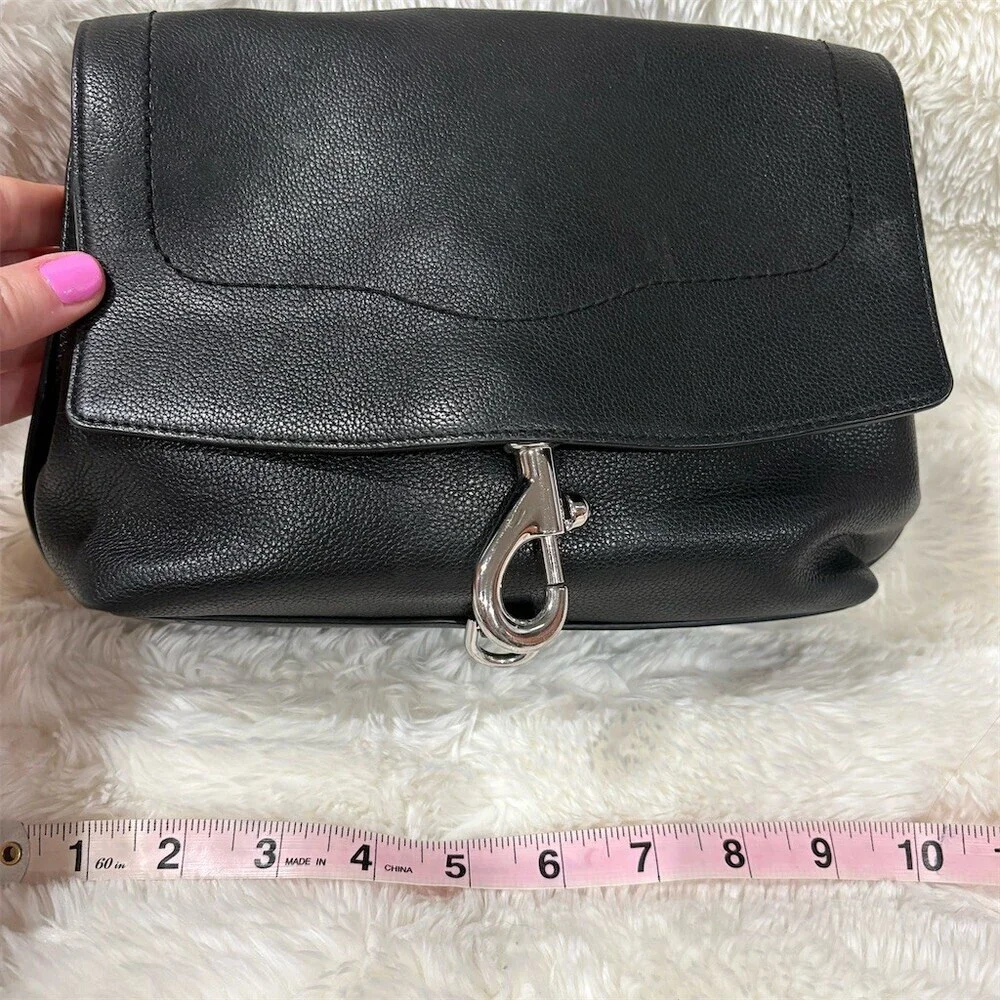 Rebecca Minkoff Womens Small Black Flap Bag Silver Hardware