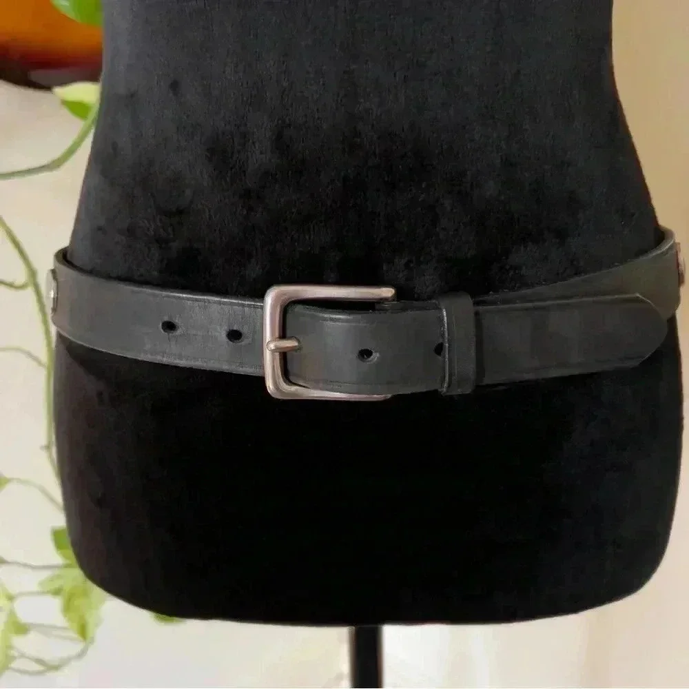 Vtg Unisex Gap Western Buffalo Coin Italian Leather Belt Size 32 - Made In USA