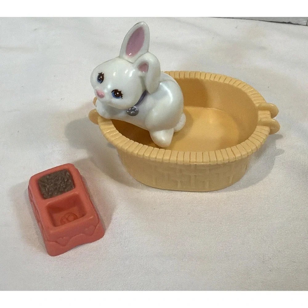 VTG LPS Kenner 1993 Mommy Baby Bunny Basket Dish Littlest Pet Shop Set