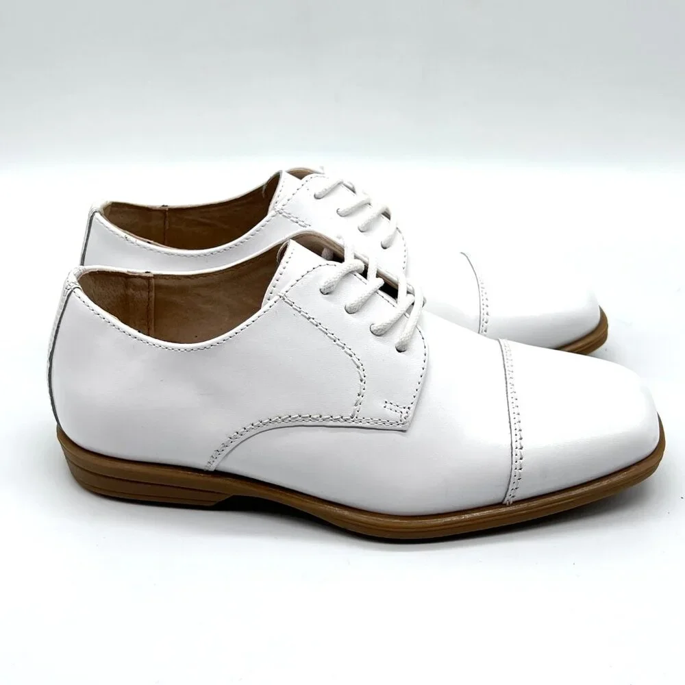 Florsheim Boys‎ Kids Size 1 1M Reveal White Leather Oxford Oxfords Dress Shoes
