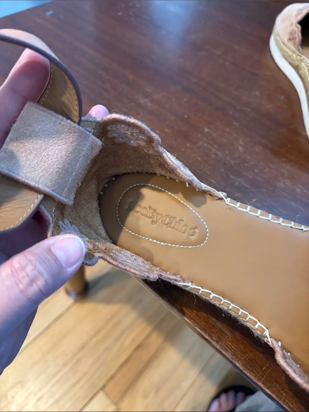 See By Chloe Blush Suede Espadrille Sandals with Ankle Strap