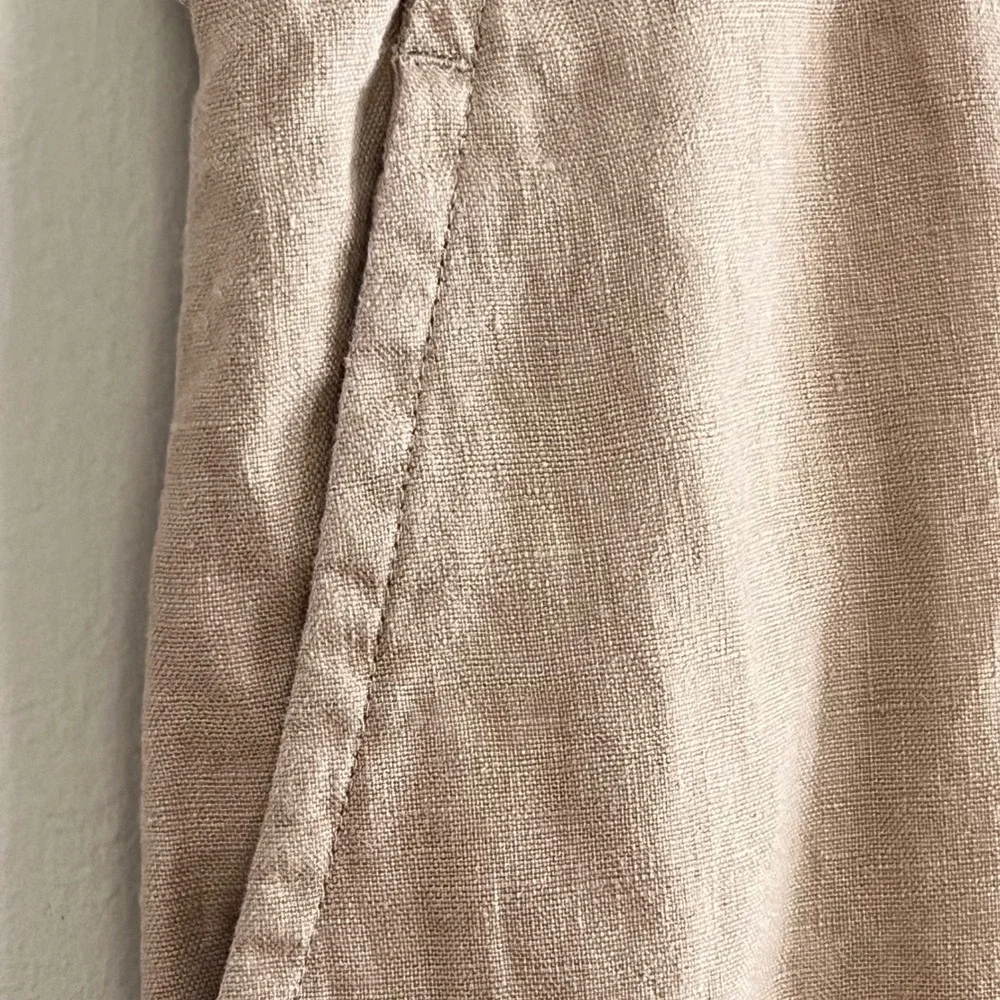 Jos. A. Bank Linen Pants Mens 38x30 Flat Front Straight Leg Khaki Summer Coastal