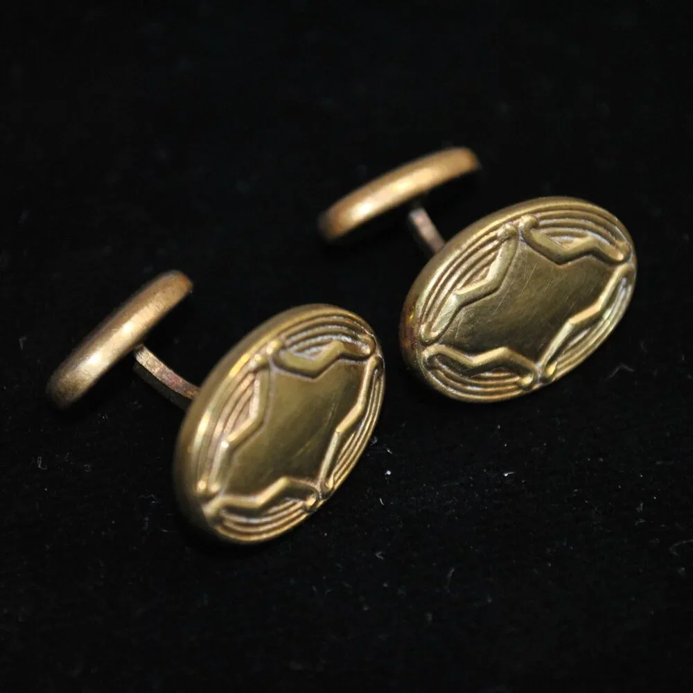 Antique Oval Cufflinks with Unique Design